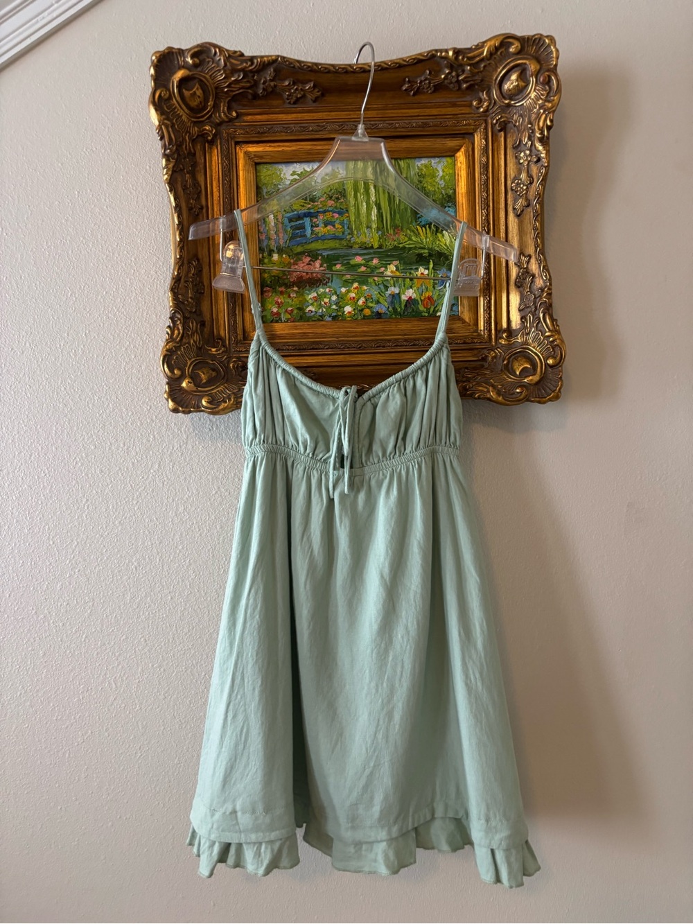 Princess Polly Sage Green babydoll dress